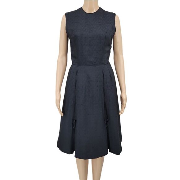 Gay Gibson Vintage 60s Black Dress A-Line Mod Style Inverted Pleated Skirt - Picture 1 of 15